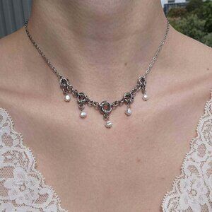 White freshwater pearl princess chandelier necklace ✦ Gothic coquette medieval